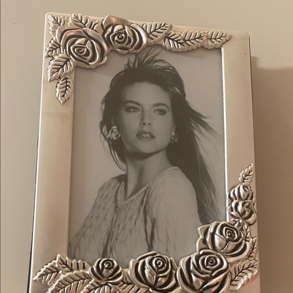 Silver Floral Photo Frame